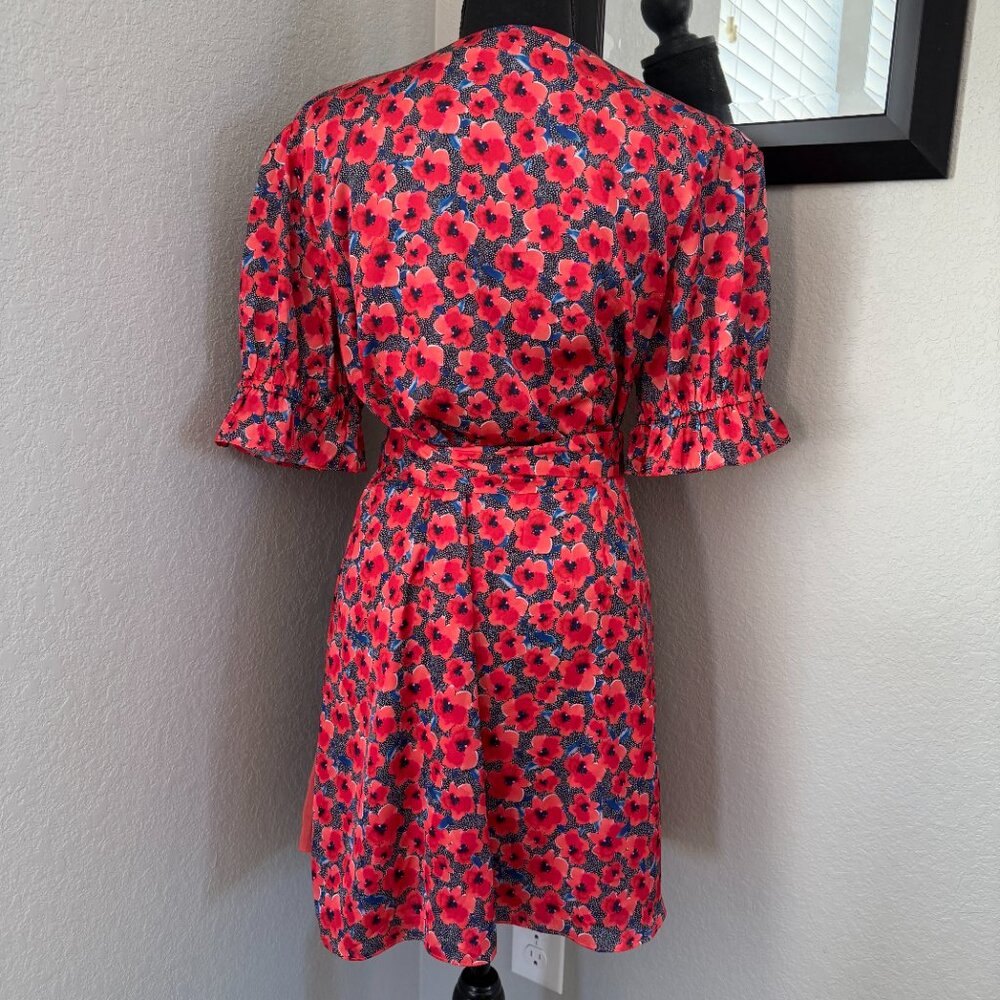 HOUSE OF HARLOW 1960 x Revolve Aja Red Poppy Floral Mini Wrap Dress XL - Picture 6 of 14